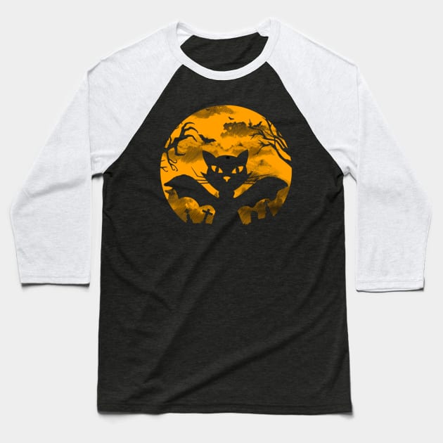 Happy halloween black cat Baseball T-Shirt by modo store